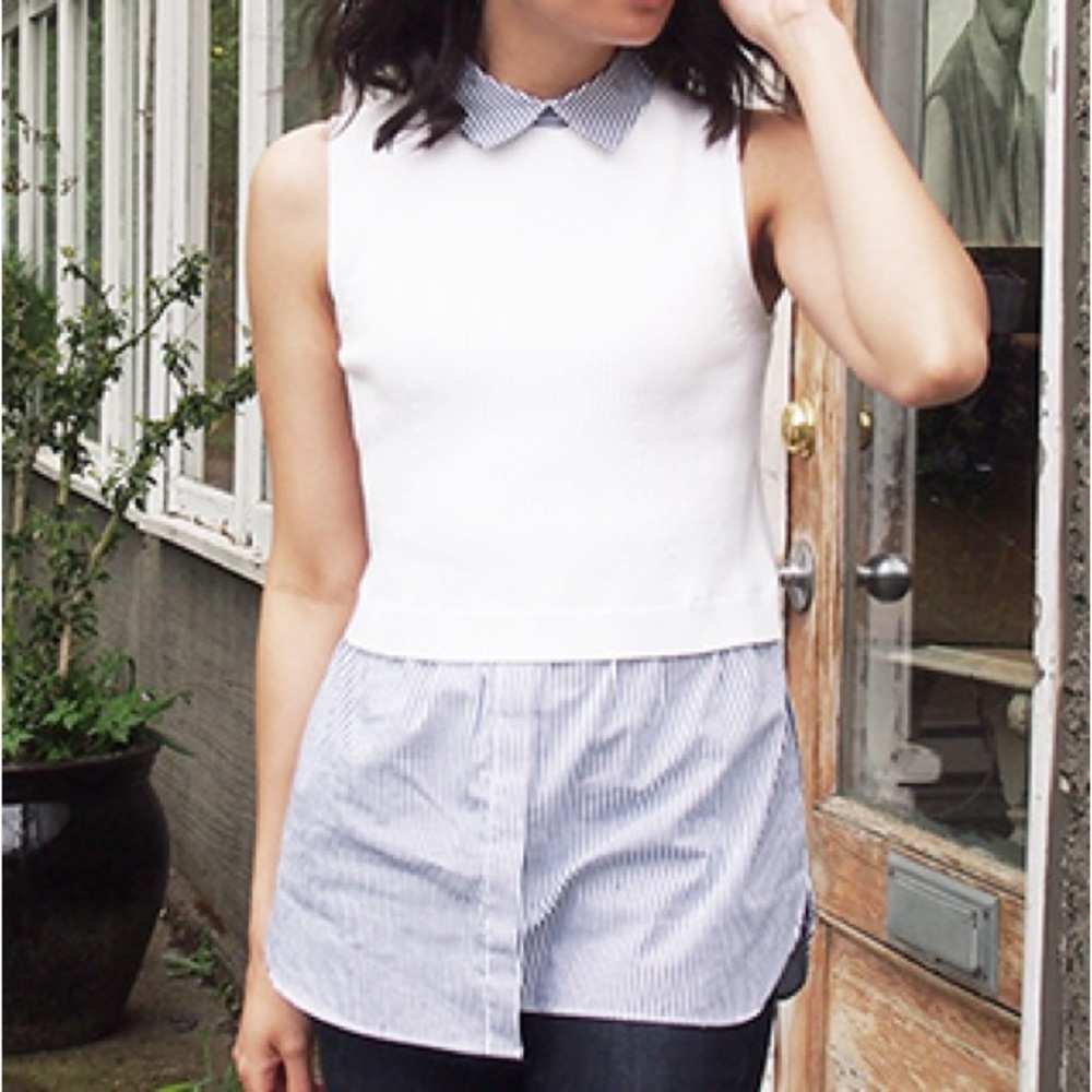 Club Monaco Faux Layered Knit Vest Over Shirt